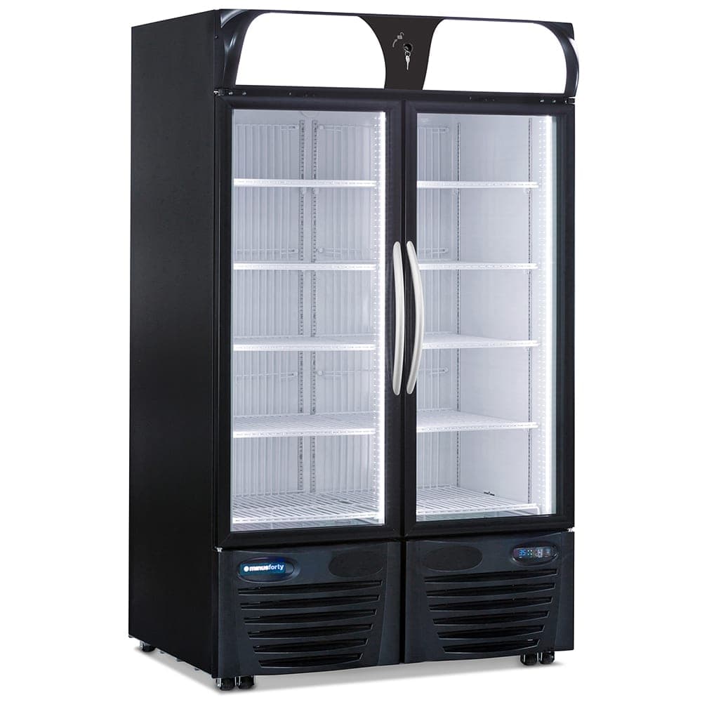 Minus Forty 43-UDGR-L1 46 1/2" Two Section Glass Door Merchandiser - (2) Left/Right Hinge Doors, Black, 115v