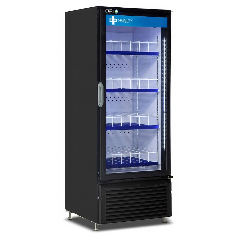 QBD CD12-HC 24 7/8" One Section Glass Door Merchandiser - (1) Right Hinge Door, Black, 115v