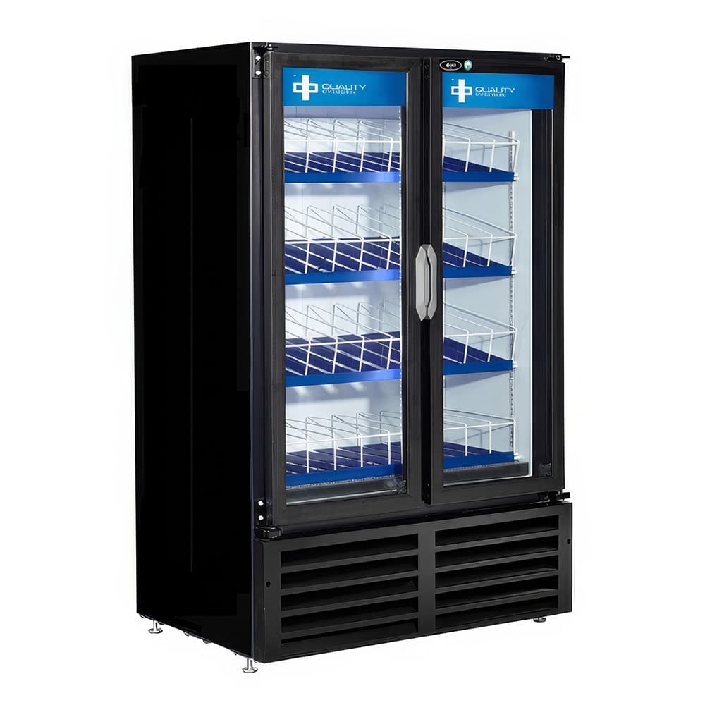 QBD CD14-HC 36" Two Section Glass Door Merchandiser - (2) Left/Right Hinge Doors, Black, 115v
