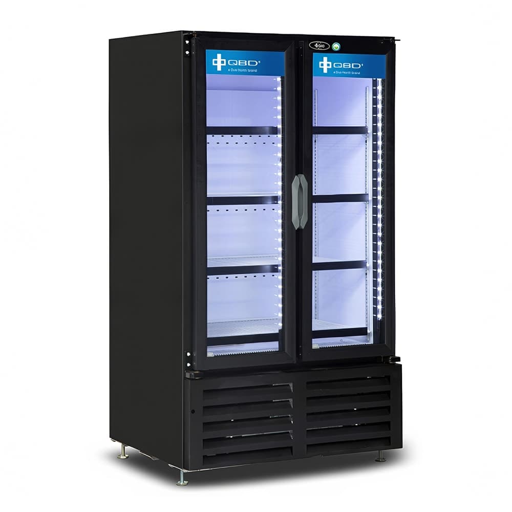 QBD CD3055-HC 30 7/8" Two Section Glass Door Merchandiser - (2) Left/Right Hinge Doors, Black, 115v