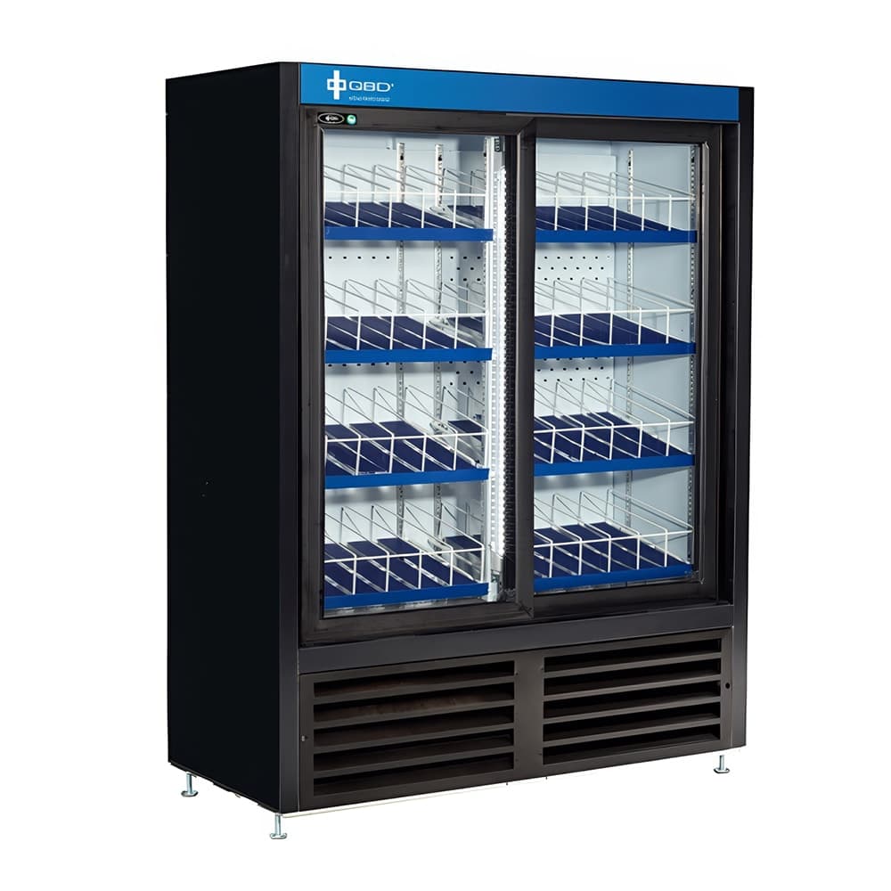 QBD CD3356SSL-HC 36" Two Section Glass Door Merchandiser - (2) Sliding Doors, Black, 115v