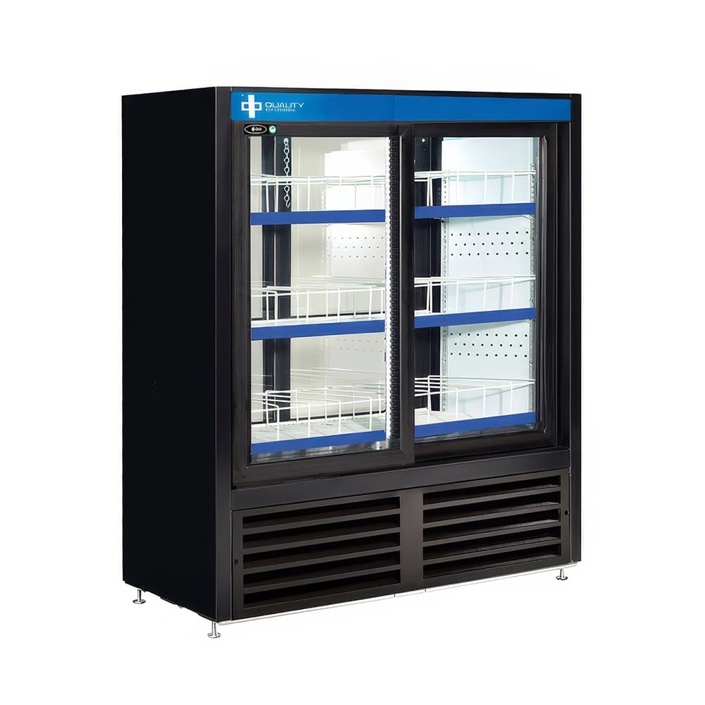 QBD CD4148CPT-HC 48" Two Section Pass Thru Glass Door Merchandiser - (2) Sliding Doors, Black, 115v