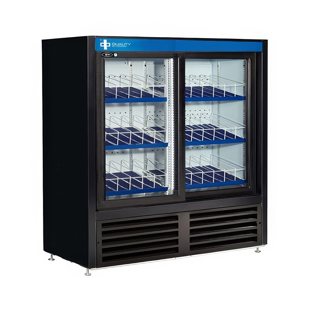 QBD CD4148SL-HC 48" Two Section Glass Door Merchandiser - (2) Sliding Doors, Black, 115v