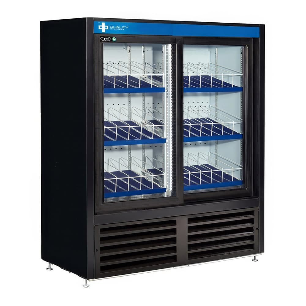 QBD CD4154-HC 47" Two Section Glass Door Merchandiser - (2) Sliding Doors, Black, 115v