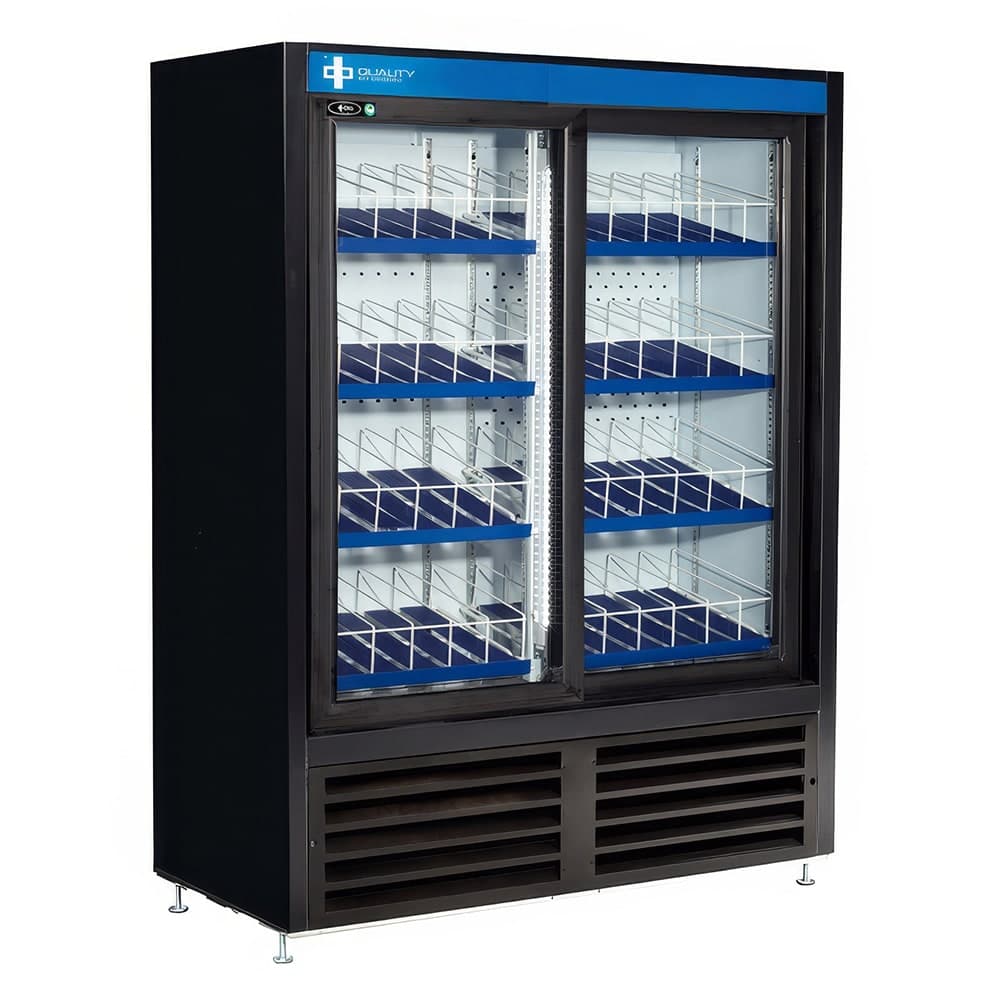 QBD CD4160-HC 47" Two Section Glass Door Merchandiser - (2) Sliding Doors, Black, 115v