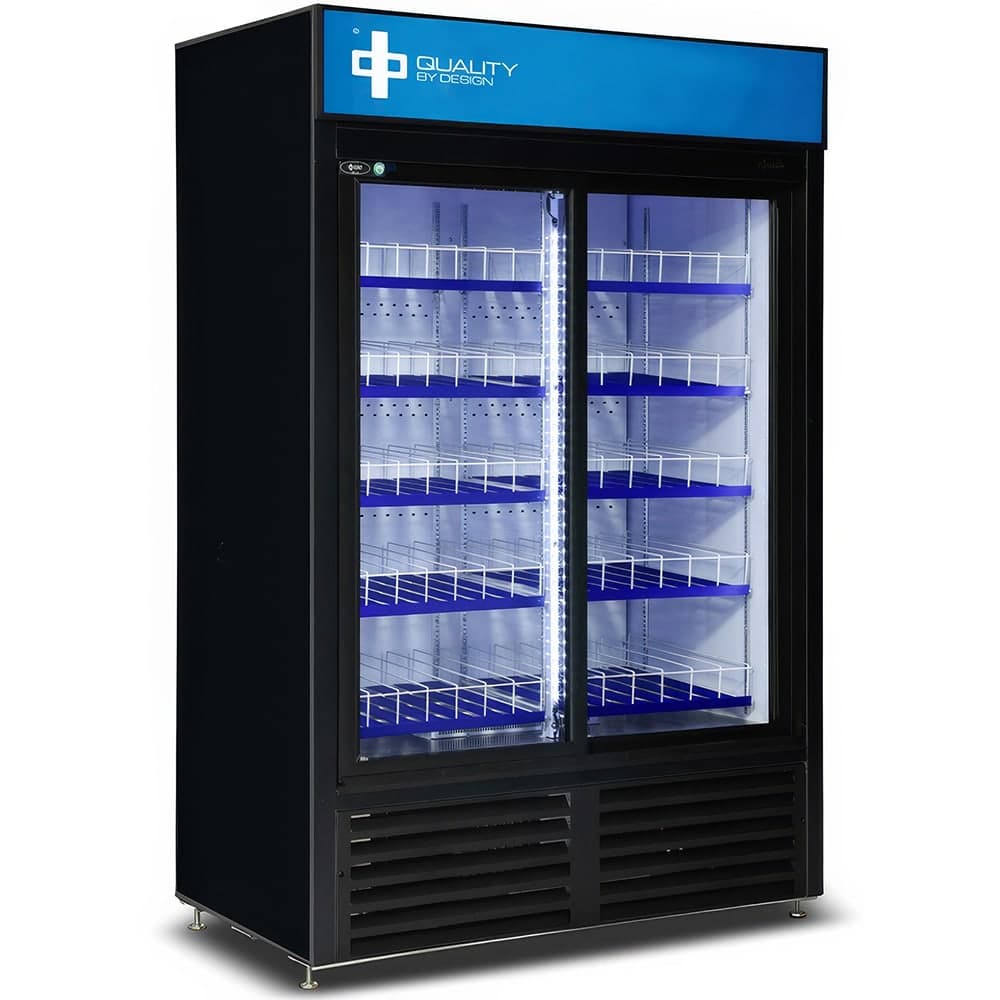 QBD CD45-HC 52" Two Section Glass Door Merchandiser - (2) Sliding Doors, Black, 115v