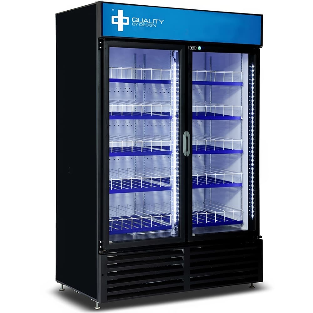 QBD CD47-HC 52" Two Section Glass Door Merchandiser - (2) Left/Right Hinge Doors, Black, 115v