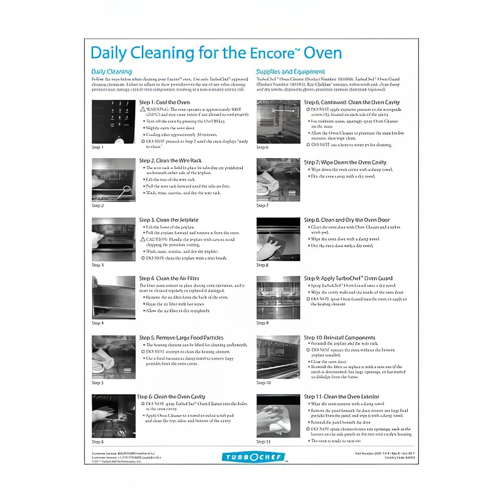 TurboChef DOC-1318 Daily Cleaning Poster For Encore Oven