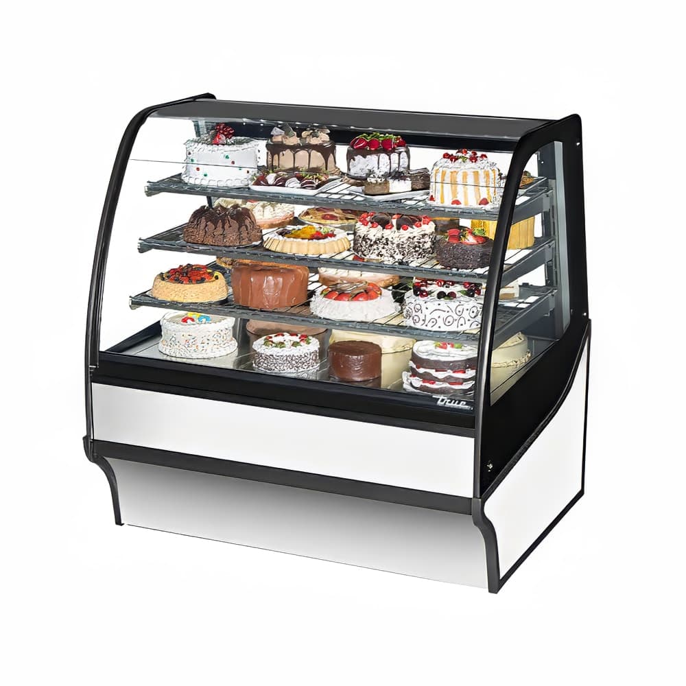 True TDM-R-48-GE/GE-S-W 48 1/4" Full Service Bakery Case w/ Curved Glass - (4) Levels, 115v