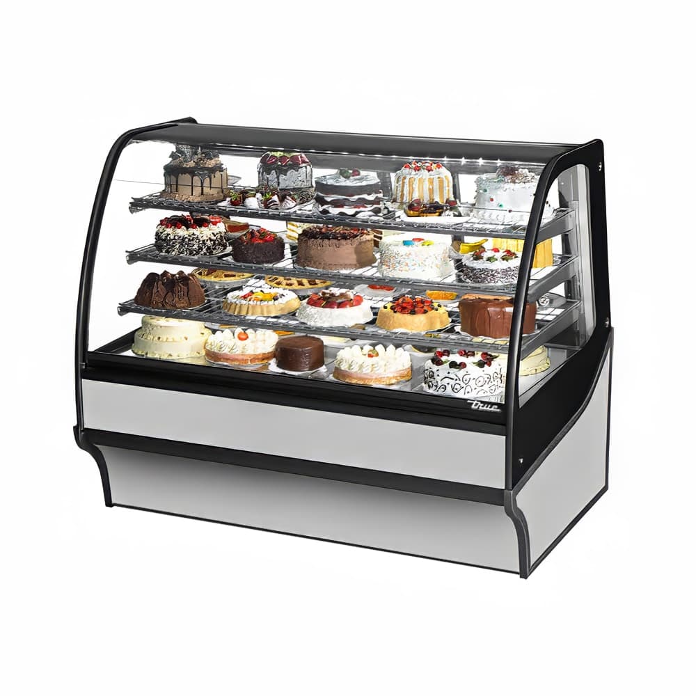 True TDM-R-59-GE/GE-S-S 59 1/4" Full Service Bakery Case w/ Curved Glass - (4) Levels, 115v