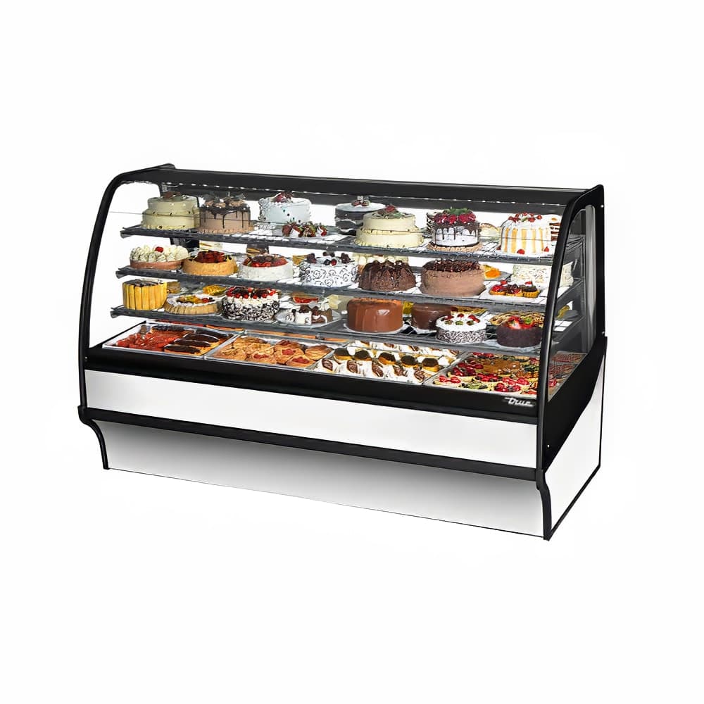 True TDM-R-77-GE/GE-S-W 77 1/4" Full Service Bakery Case w/ Curved Glass - (4) Levels, 115v