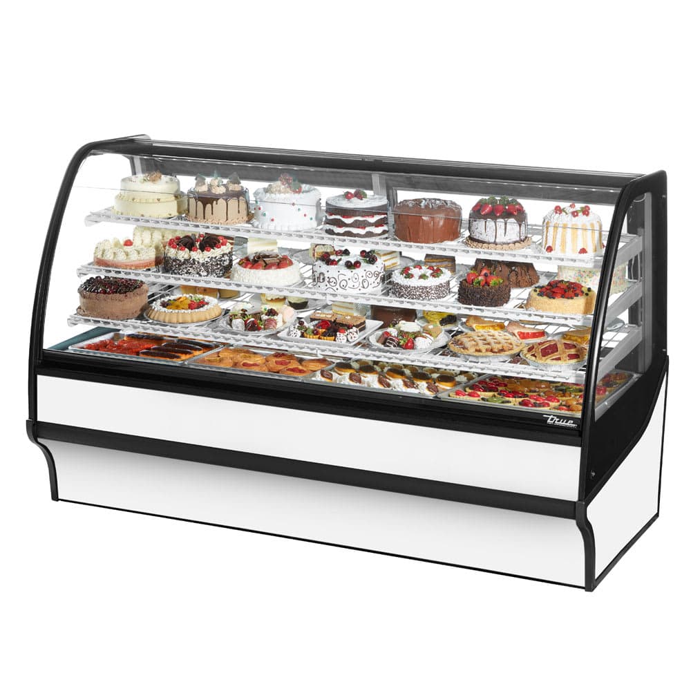 True TDM-R-77-GE/GE-W-W 77 1/4" Full Service Bakery Case w/ Curved Glass - (4) Levels, 115v