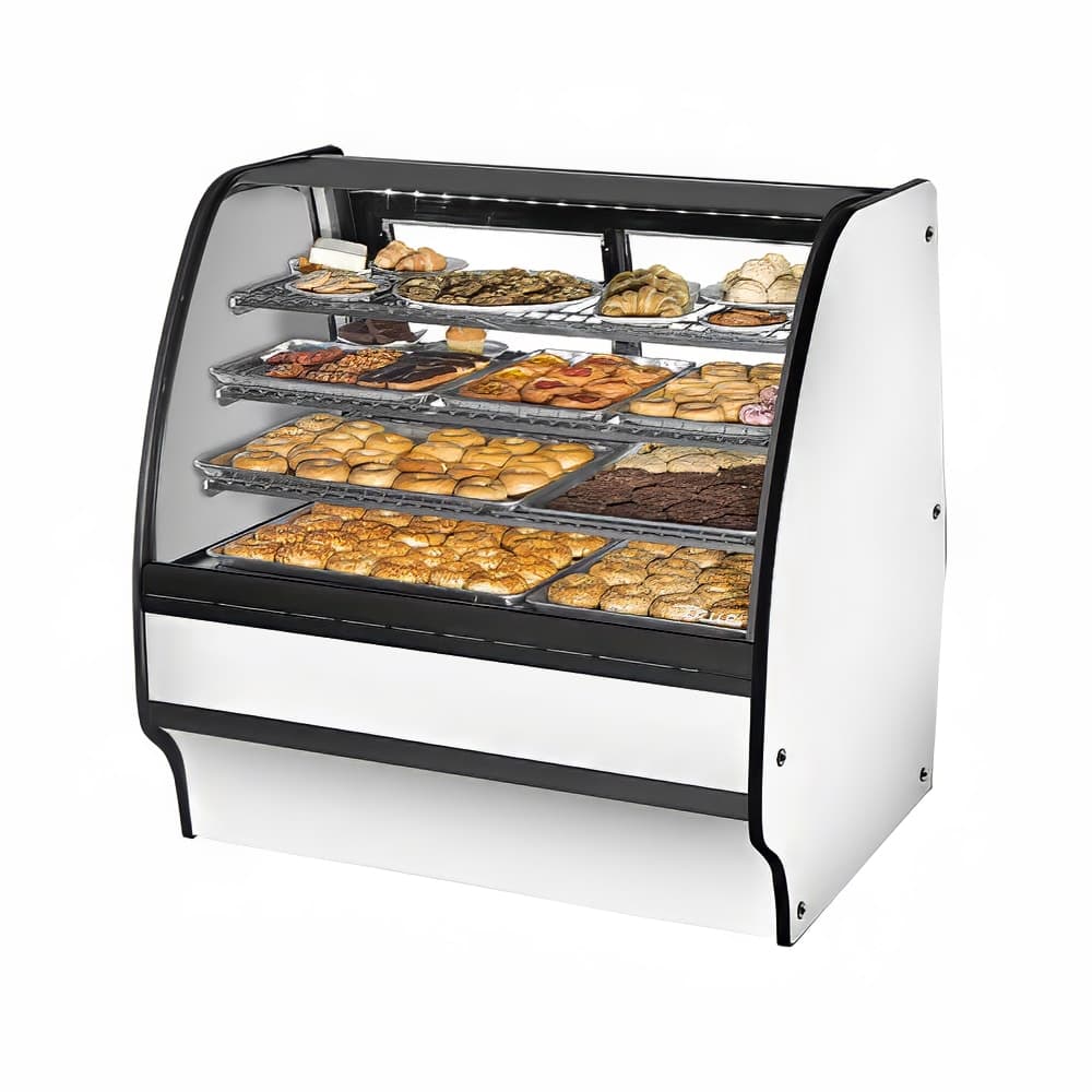 True TGM-DC-48-SC/SC-S-W 48 1/4" Full Service Dry Bakery Case w/ Curved Glass - (4) Levels, 115v