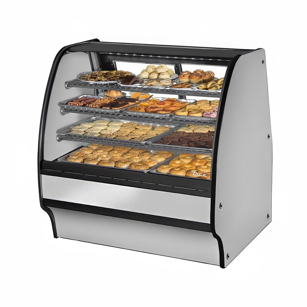 True TGM-DC-59-SC/SC-S-S 59 1/4" Full Service Dry Bakery Case w/ Curved Glass - (4) Levels, 115v