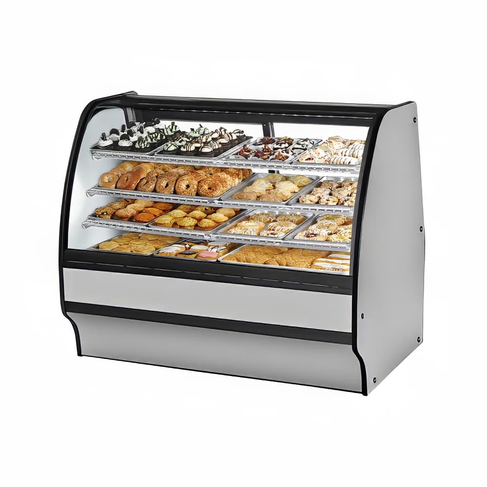 True TGM-DC-59-SC/SC-S-W 59 1/4" Full Service Dry Bakery Case w/ Curved Glass - (4) Levels, 115v