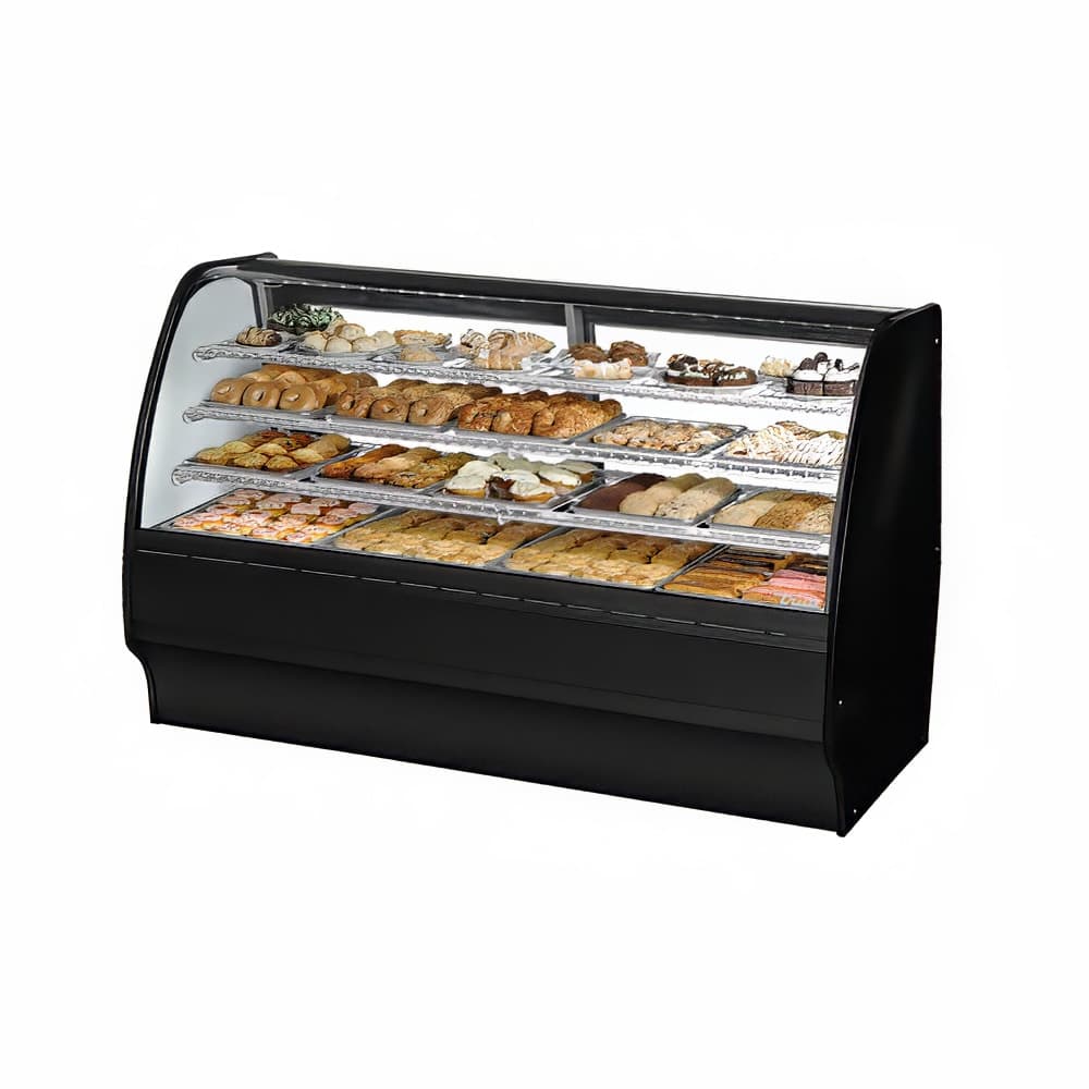 True TGM-DC-77-SC/SC-B-W 77 1/4" Full Service Dry Bakery Case w/ Curved Glass - (4) Levels, 115v