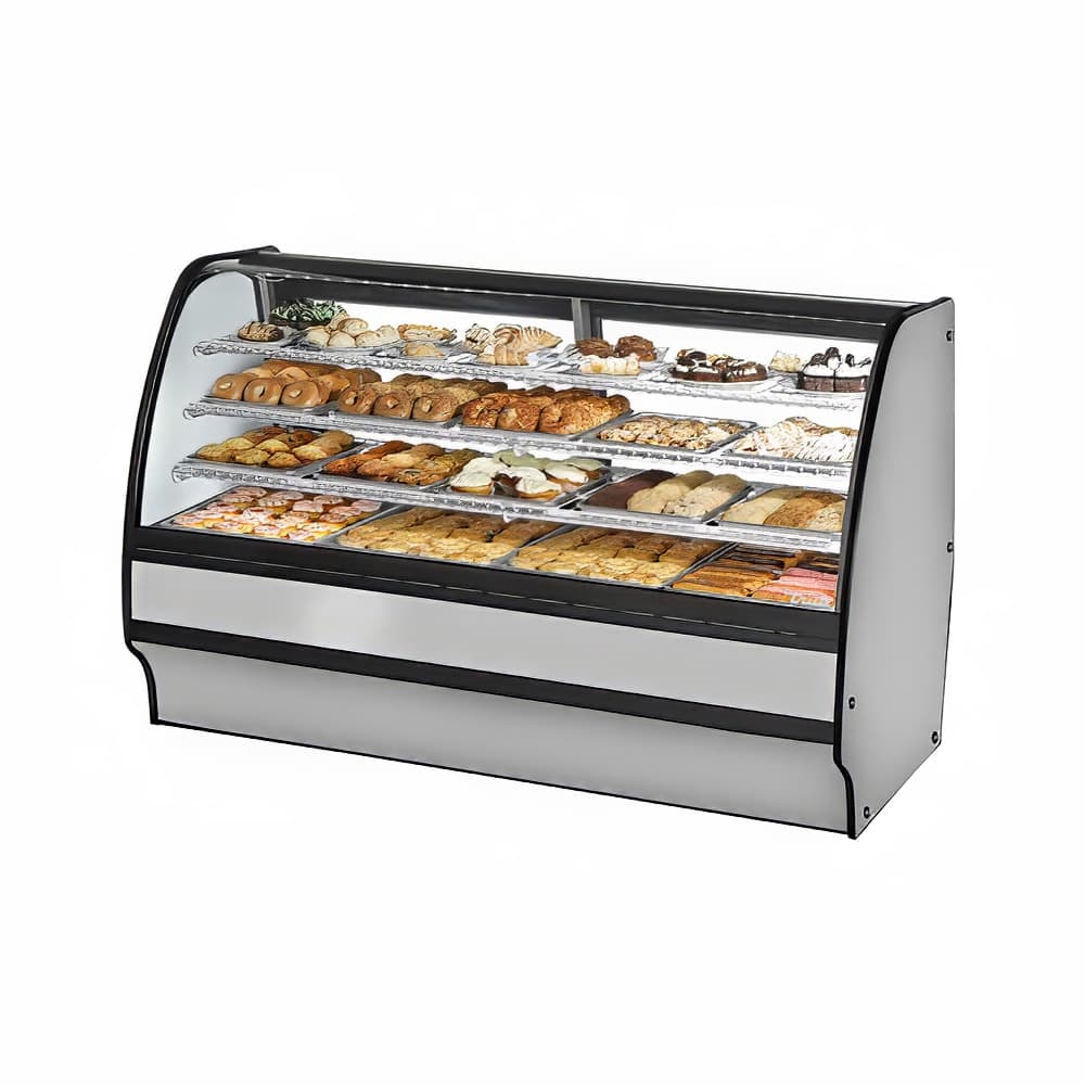 True TGM-DC-77-SC/SC-S-W 77 1/4" Full Service Dry Bakery Case w/ Curved Glass - (4) Levels, 115v