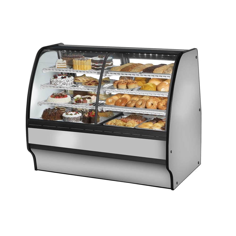 True TGM-DZ-48-SC/SC-S-W 48 1/4" Full Service Dual Zone Bakery Case w/ Curved Glass - (4) Levels, 115v