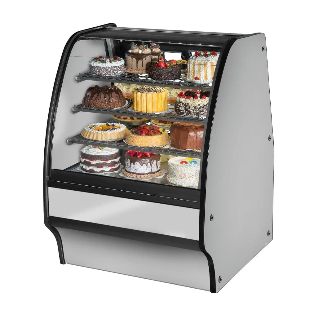 True TGM-R-36-SC/SC-S-S 36 1/4" Full Service Bakery Case w/ Curved Glass - (4) Levels, 115v