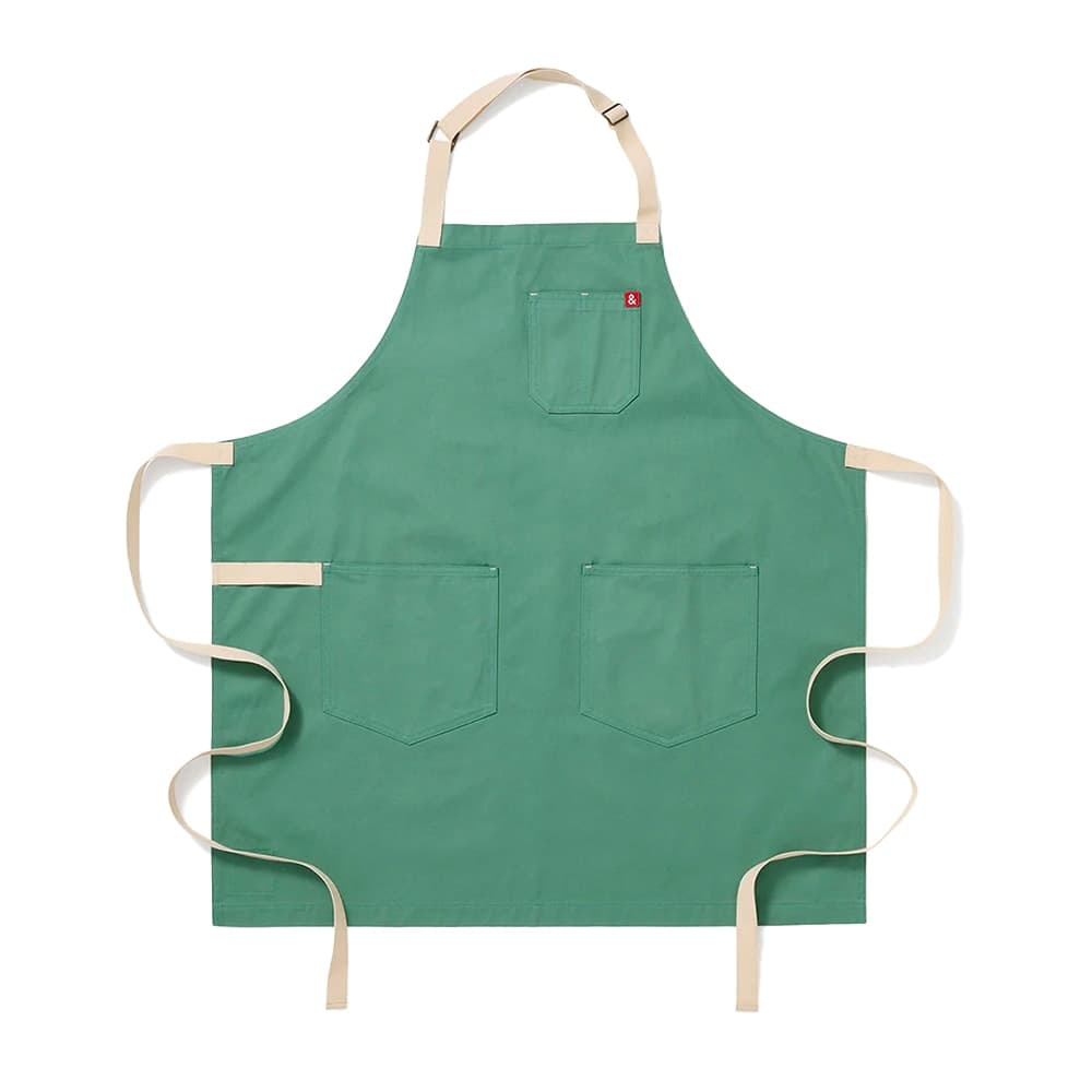 Hedley & Bennett Full Length Bib Apron w/ (2) Pockets - 33" x 30", Cotton, Julep Green (HB001384)