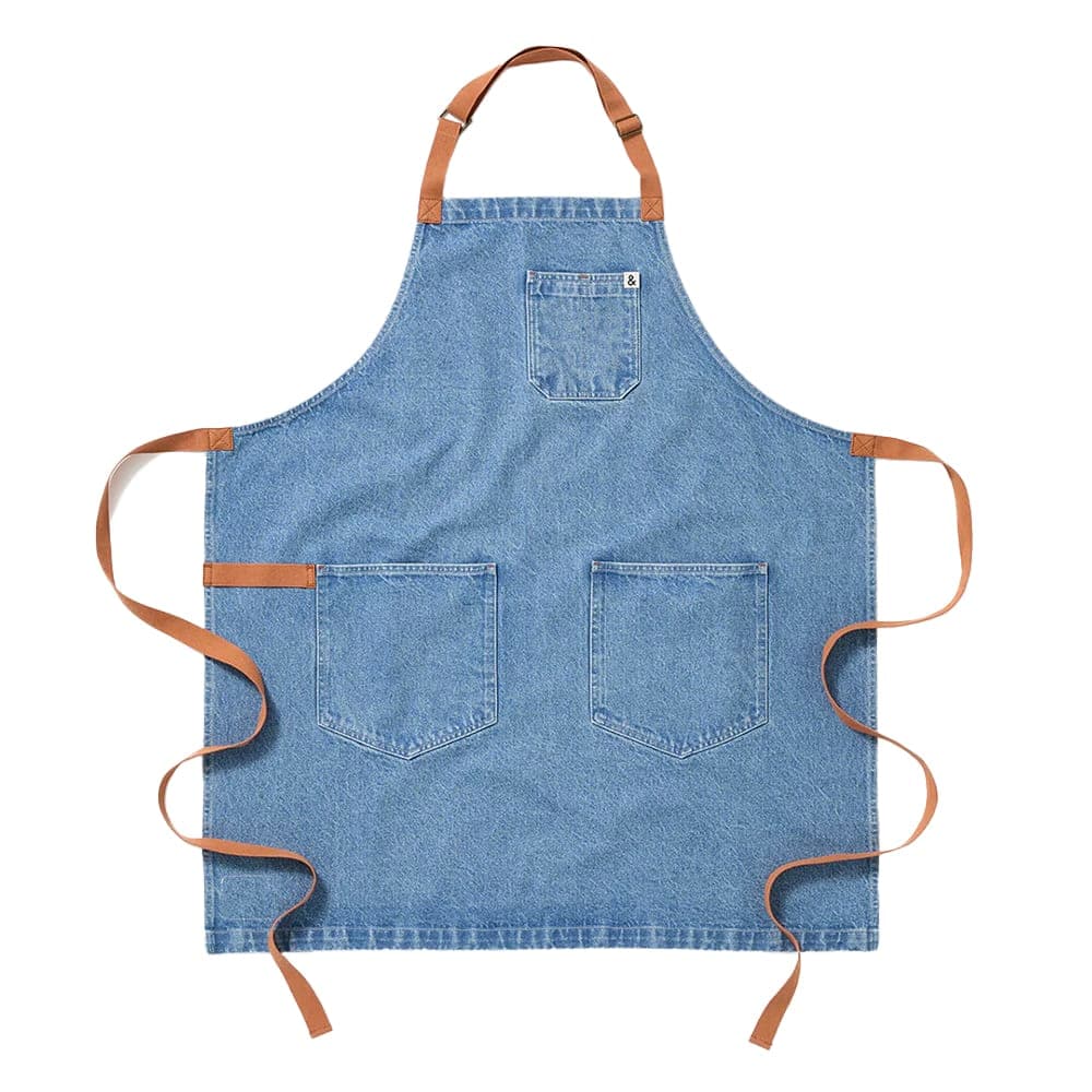 Hedley & Bennett Full Length Bib Apron w/ (2) Pockets - 33" x 30", Cotton, Cedar Blue Denim (HB001613)