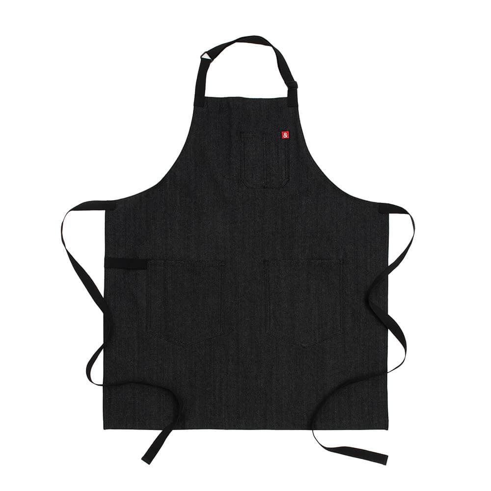 Hedley & Bennett Full Length Bib Apron w/ (2) Pockets - 33" x 30", Cotton, Abalone Black Denim (HB001620)