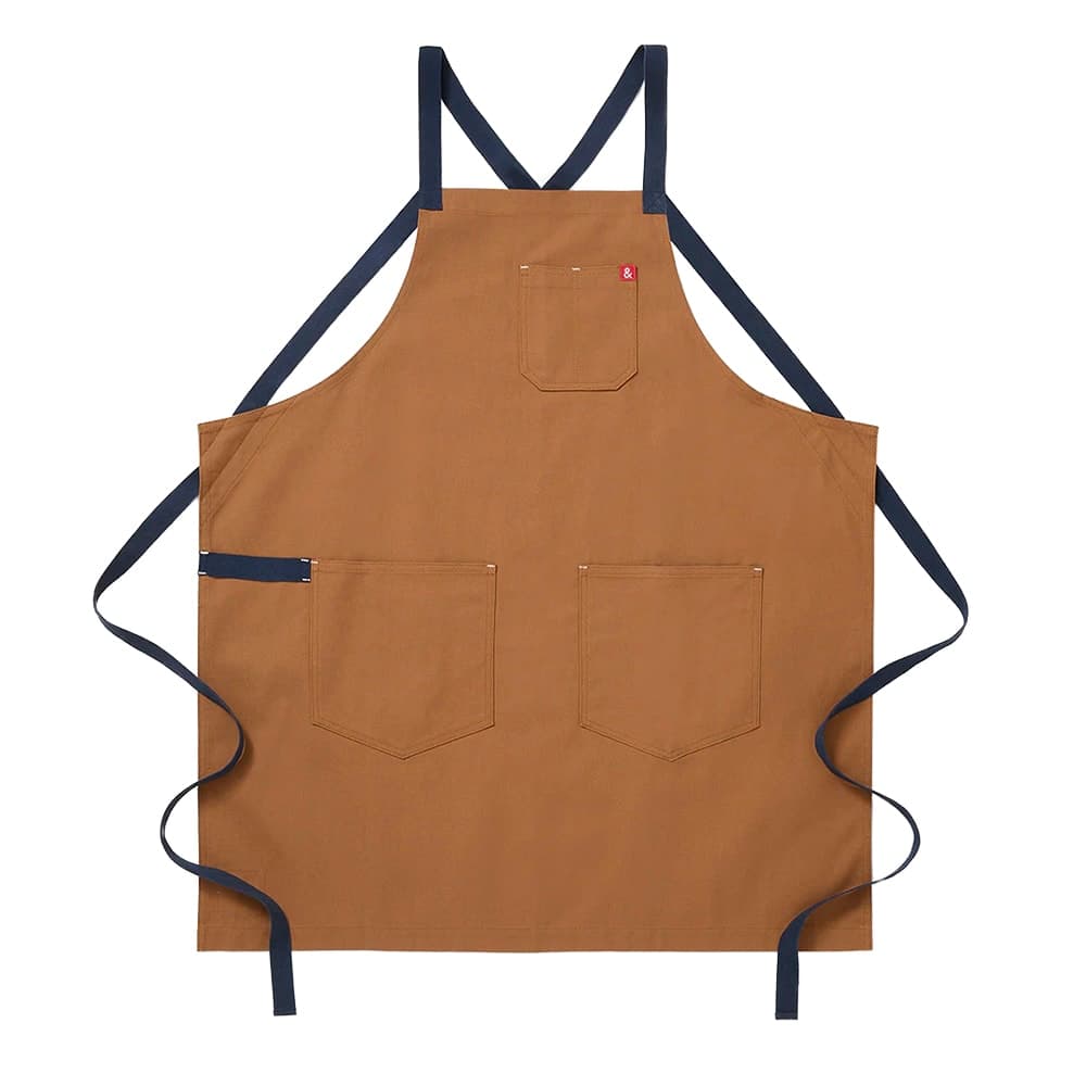Hedley & Bennett Full Length Bib Apron w/ (2) Pockets - 33" x 30", Cotton, Denver Brown (HB001634)