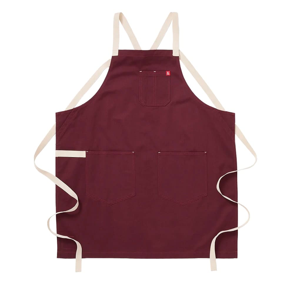 Hedley & Bennett Full Length Bib Apron w/ (2) Pockets - 33" x 30", Cotton, House Red (HB001675)