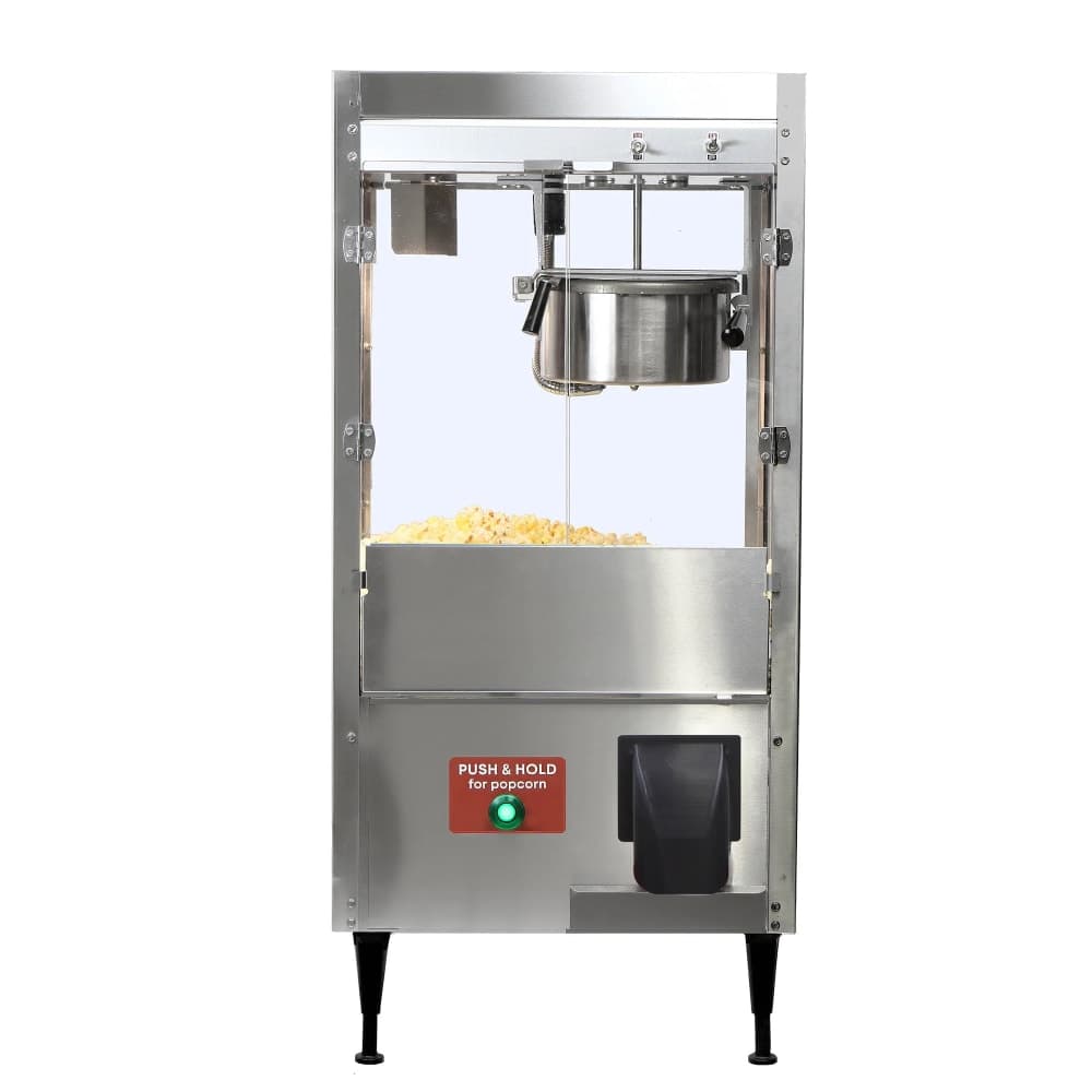 Paragon Auto Serve Popcorn Machine w/ 8 oz Kettle - Stainless Steel, 120v (1108180)