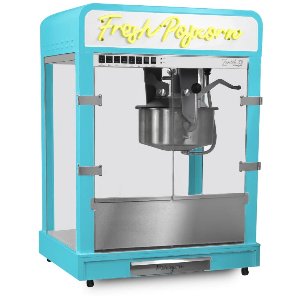 Paragon Zenith Series Popcorn Machine w/ 32 oz Kettle - Aqua, 120/240v (1132500AQU)