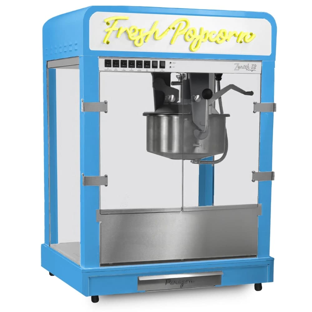 Paragon Zenith Series Popcorn Machine w/ 32 oz Kettle - Blue, 120/240v (1132500BLU)