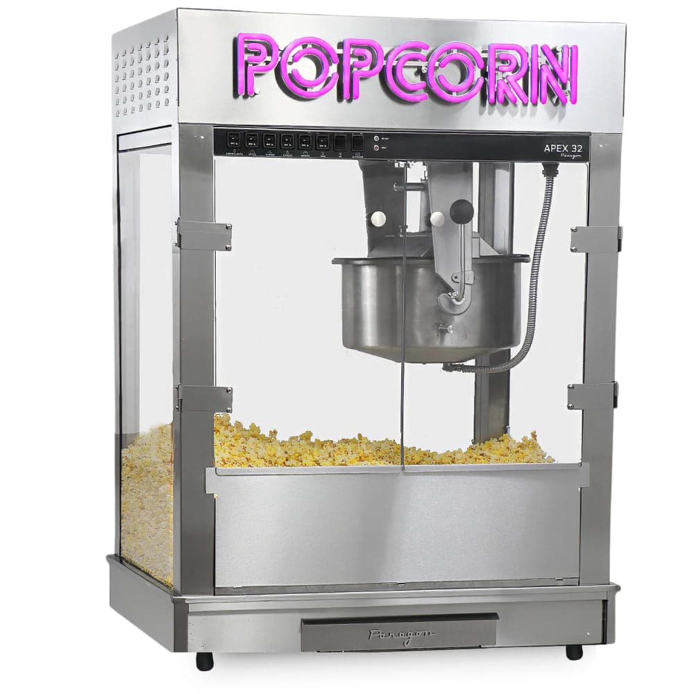 Paragon Apex Series Popcorn Machine w/ 32 oz Kettle - Stainless Steel, 120/240v (1132600)