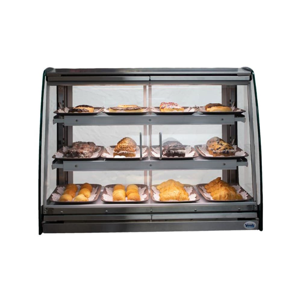 SandenVendo 35 1/3" Dual Service Dry Bakery Case w/ Curved Glass - (3) Levels (AFDC36002)