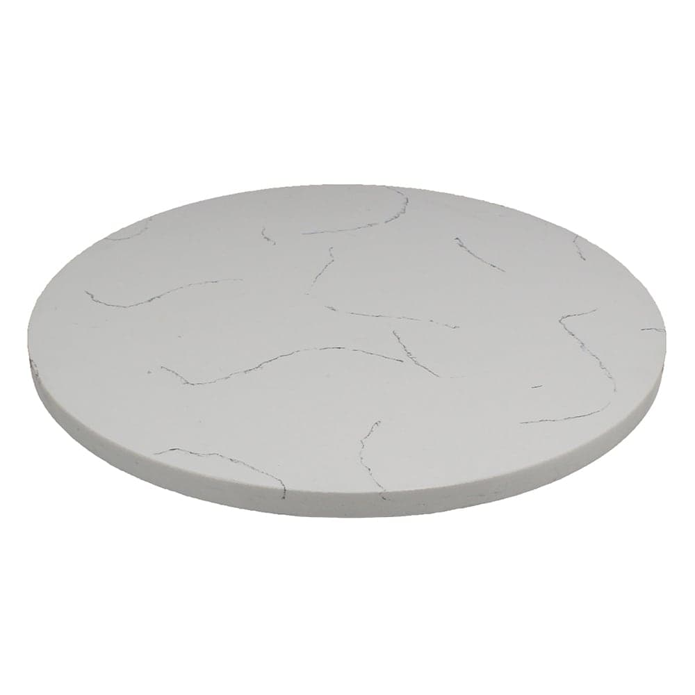 Art Marble 24" Round Quartz Table Top - Indoor/Outdoor, Carrera White (Q40124RD)