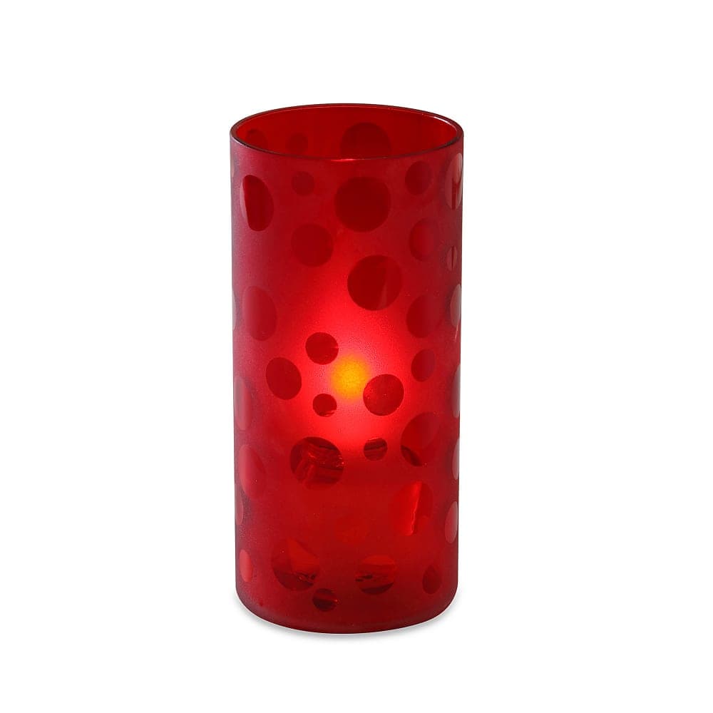 Sterno Scholar Candle Lamp - 3"D x 6"H, Glass, Red Frosted w/ Dots (80128)