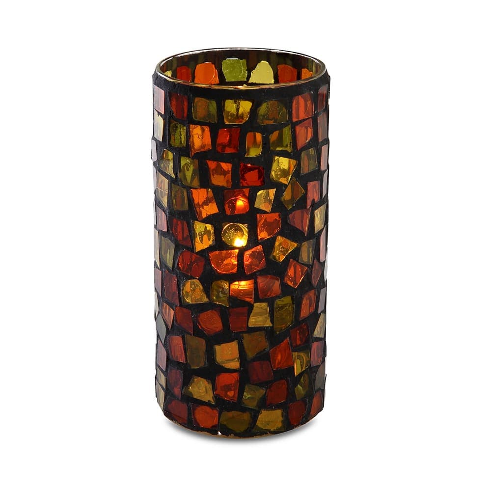Sterno Rioja Candle Lamp - 3"D x 6"H, Glass, Earth Tone Mosaic (80160)