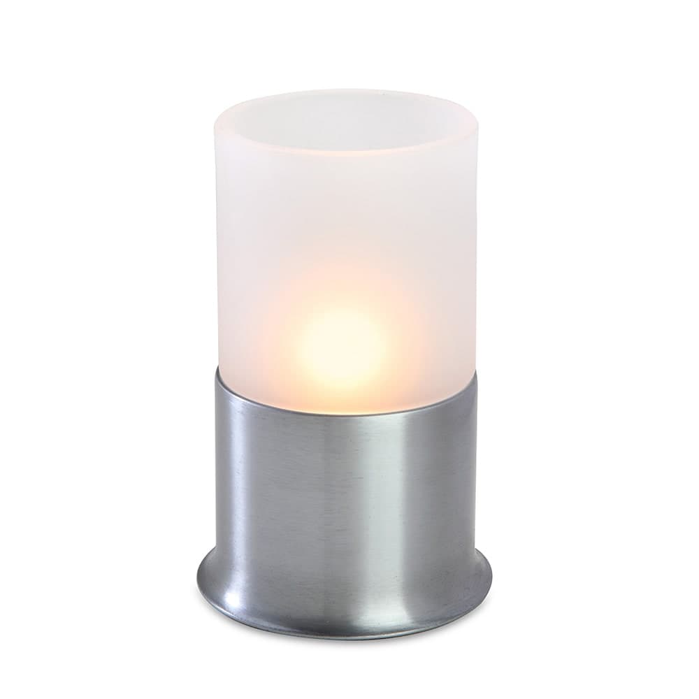 Sterno Corsa Candle Lamp - 3 1/2"D x 5 1/2"H, Frost Glass/Silver Base (80374)