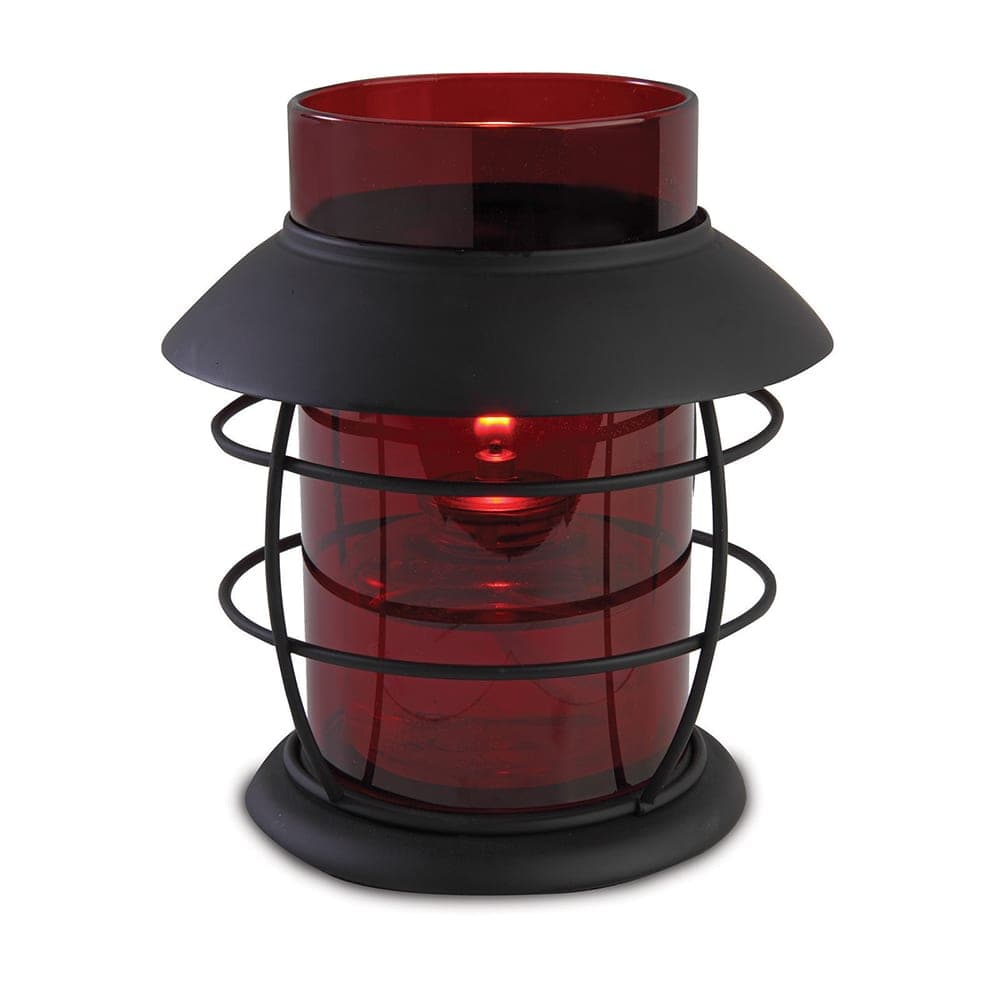 Sterno Hyannis Outdoor Candle Lamp - 5"D x 5 1/2"H, Red Glass/Black Base (80398)