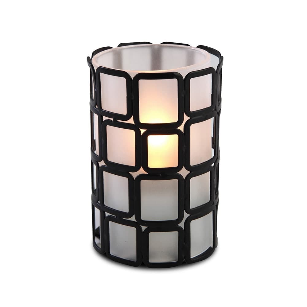 Sterno Manhattan Candle Lamp - 2 3/4"D x 4"H, Glass, Frost/Black (80426)