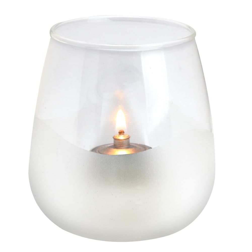 Sterno Pinot Candle Lamp - 4"H, Glass, Clear w/ Frosted Pattern (80536)