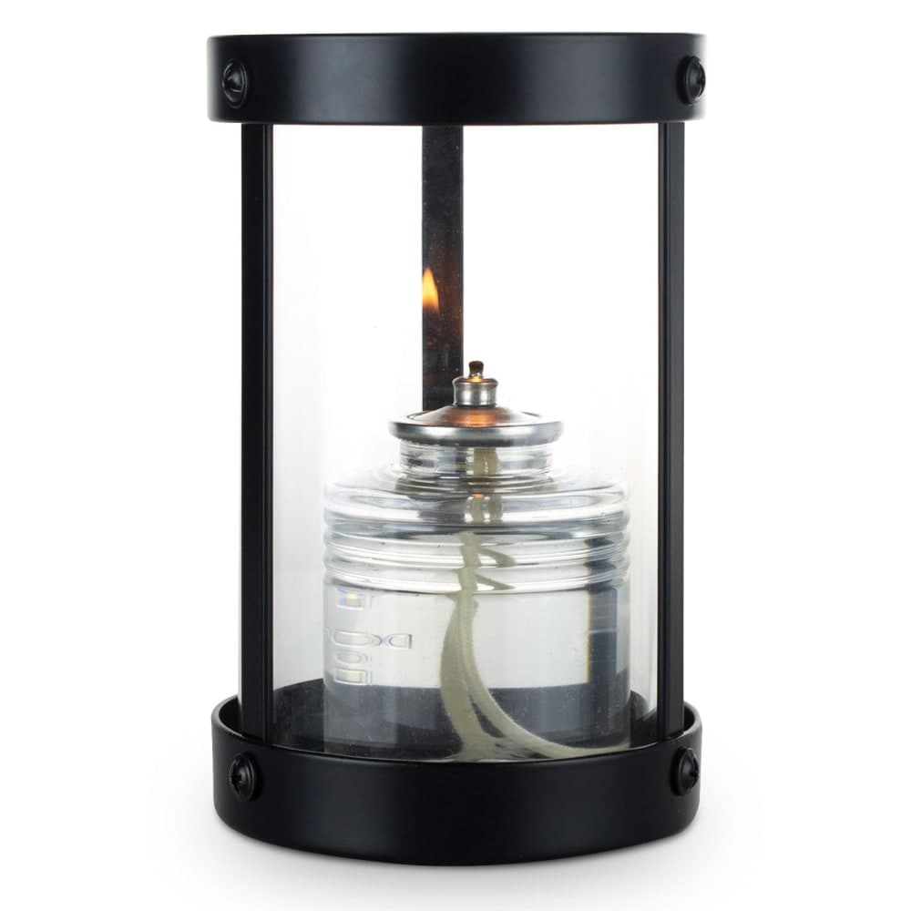 Sterno Penny Candle Lamp - 3 3/8"D x 5 1/2"H, Clear Glass/Black Metal Frame (80564)