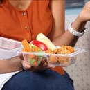 Genpak CLX203---CL Hinged Lid Food Container - 8 3/8"L x 8 3/8"W x 2 7/8"H, Polypropylene, Clear thumbnail 2