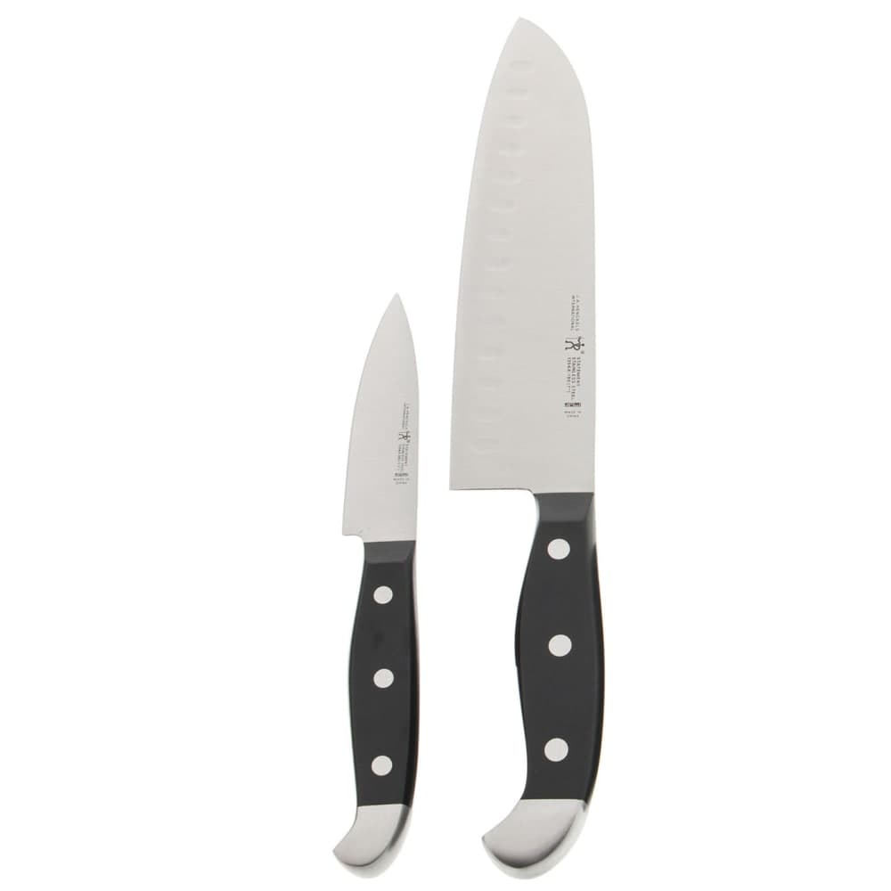 Henckels Paring & Santoku Knife Set - Stainless Steel, Black Plastic Handle (1013670)