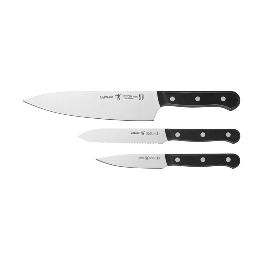 Henckels 3 Piece Starter Knife Set - Stainless Steel, Black Plastic Handle (1014165)
