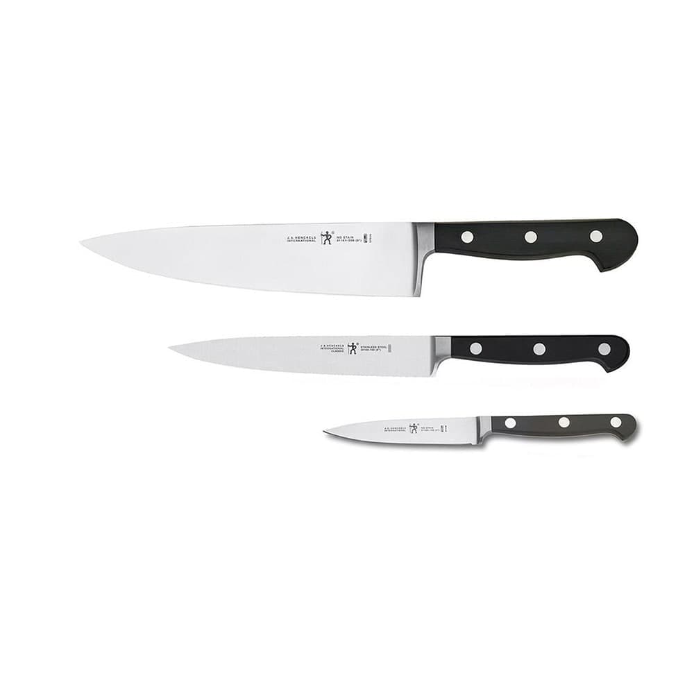 Henckels 3 Piece Starter Knife Set - Stainless Steel, Black Plastic Handle (1012090)
