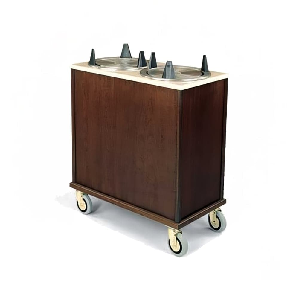 Forbes Industries Mobile Plate Dispenser Cart w/ (2) Self Elevating Dispensers - Unheated, Wood Veneer (5425)