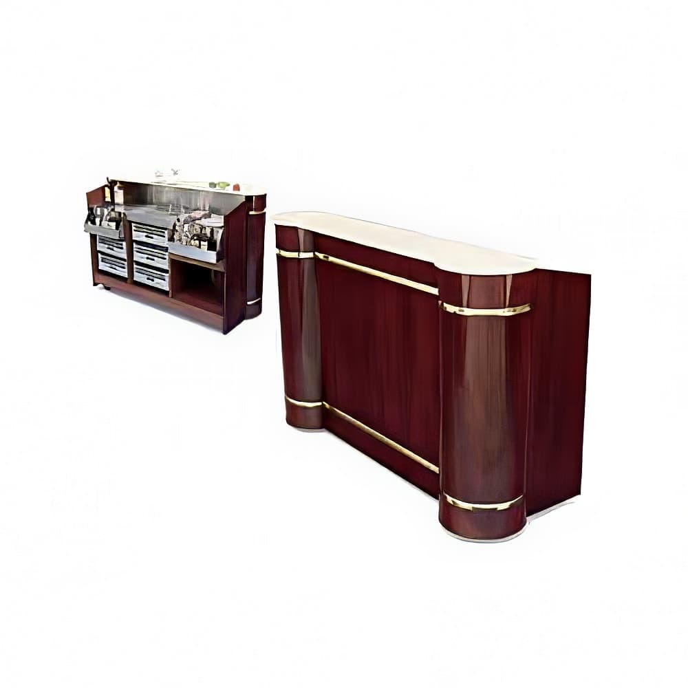 Forbes Industries Mobile Bar w/ Sink - 63"L x 28 1/2"W x 47 1/2"H, Wood Veneer w/ Avonite Top (5765-5)