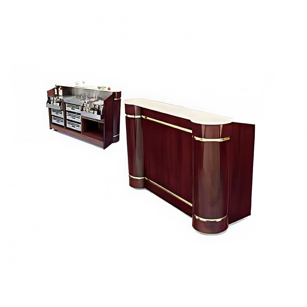 Forbes Industries Mobile Bar w/ Sink - 75"L x 28-1/2"W x 47-1/2"H, Wood Veneer w/ Avonite Top (5765-6)