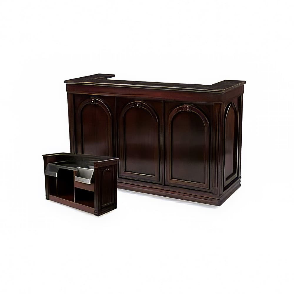 Forbes Industries Mobile Bar w/ (1) Sink & (2) Speed Rails - 60"L x 27"W x 47"H, Wood Veneer w/ Avonite Top (5769-5)