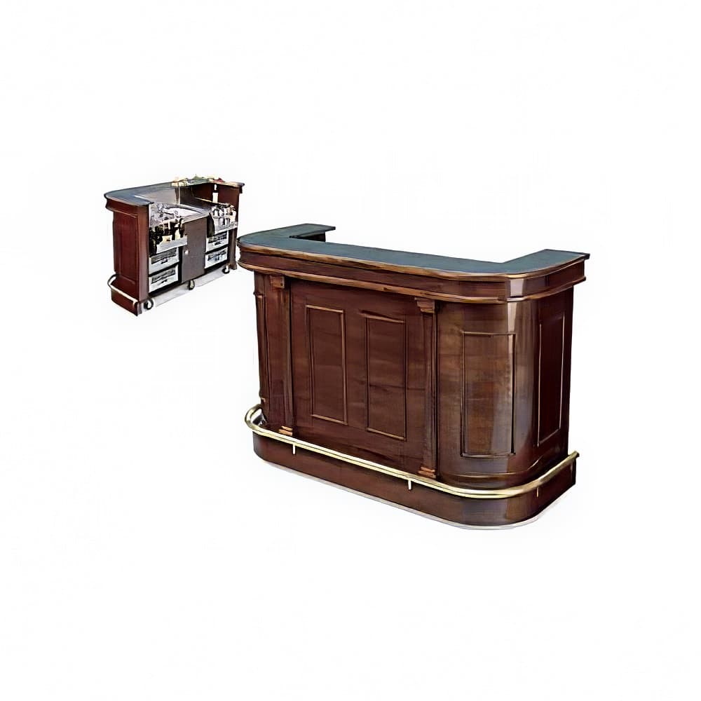 Forbes Industries Mobile Bar w/ (1) Sink & (2) Speed Rails - 62"L x 29"W x 48"H, Wood Veneer w/ Avonite Top (5776-5)